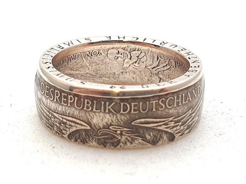 Silver ring, vintage 1976, from 5 DM coin, Ø19-20 mm image 1