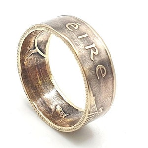 Bague en pièce de monnaie irlandaise, diamètre intérieur 18-23 mm