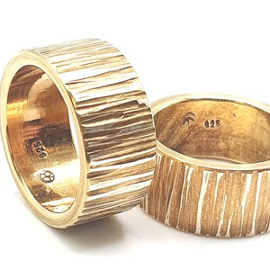 Partner rings wedding rings in tree bark look personalizable image 3