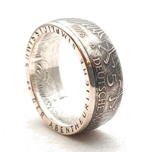 Silver ring, vintage 1976, from 5 DM coin, Ø19-20 mm image 2