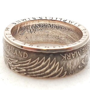 Silver ring, vintage 1976, from 5 DM coin, Ø19-20 mm image 4