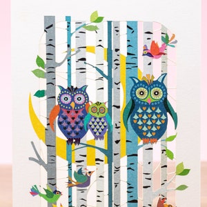 Lasergesneden uil baby doopkaart - zoon verjaardagskaart - uil kunst baby shower kaart