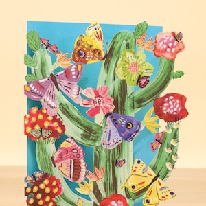 Lasergesneden bloemen & Cactus wenskaart voor alle gelegenheden - moeder verjaardagskaart - Cactus Valentines kaart voor haar