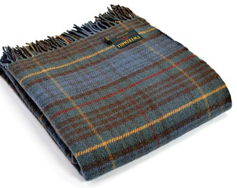 Manta de lana de tartán Stewart de caza antigua - Manta y lanzamientos de lana 100% pura de tartán escocés - Hecho en Inglaterra Manta Regalo de inauguración de la casa