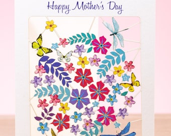 Laser Cut Flowers & Bees Mother’s Day Card - First Mother&#39;s Day mom card - To My Wife Mothers Day Gift for mom