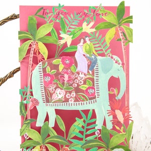 Laser cut To You My Love Card - Paper Cut Elephant Art Engagement Card - Elephant Gifts Love Card Made in UK