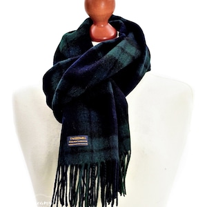 Cadeau écharpe en laine tartan Blackwatch écharpe en laine unisexe cadeaux écharpe en pure laine pour elle image 1