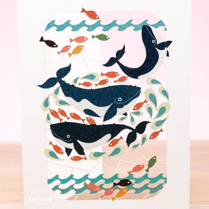 Laser Cut Whale Greetings Card - Japanese Birthday Card - Japanese Gifts Congratulations Card
