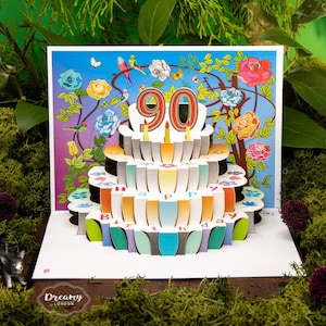 Laser geschnitten Pop-up Karte zum 90 Geburtstag Made in UK - 3D Geburtstagskarte 3D Karte - 3D Geburtstagskarte 90 Geburtstag Geschenk