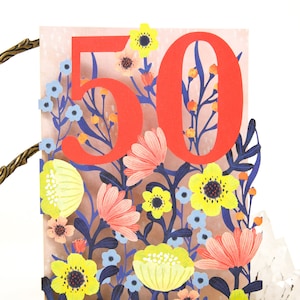 Paper Cut Art Mum 50. Karte - alles Gute zum Geburtstag 50