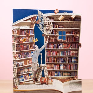 Buch Liebhaber Grußkarte - Laser geschnitten Bücherregal Geschenk für Bibliothekar - Bücherwurm Leser Geschenke