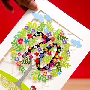 Tarjeta de 70 cumpleaños con diseño de rompecabezas, hecha en el Reino Unido. Tarjeta de 70 cumpleaños con diseño de árbol de la vida cortada con láser.