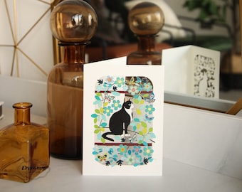 Black Cat Greeting Cards - Cat Birthday Card - Laser Cut Thank You Card - Feline Blank Cards