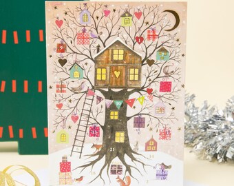 Christmas Treehouse Advent Calendar Card 2023 - Christmas Card Luxury - Kids Advent Calendar Card - Christmas Countdown Advent Calendar