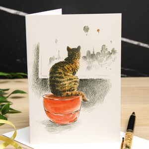 Cat Dad Greetings Card - Birthday Card - Cat Gifts Blank Card - Feline Artwork Thinking Of You Card
