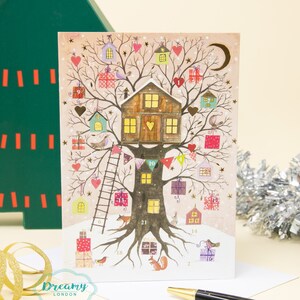 Christmas Treehouse Advent Calendar Card 2023 - Christmas Card Luxury - Kids Advent Calendar Card - Christmas Countdown Advent Calendar