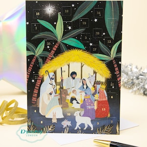 Nativity Advent Calendar Card - Christmas Countdown - Nativity Christmas Card - Advent Calendar for Kids - Nativity Greetings Card