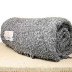 Slate Grey Wool Blanket - 100% Wool Blanket for Housewarming Gift - Farmhouse Throw Blanket