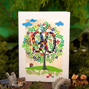 Laser cut Tree of Life 90th Birthday Card - Paper Cut Art 90th Birthday Card - 90th Jigsaw Happy Birthday Card Made in UK
