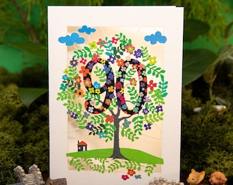 Laser cut Tree of Life 90th Birthday Card - Paper Cut Art 90th Birthday Card - 90th Jigsaw Happy Birthday Card Made in UK