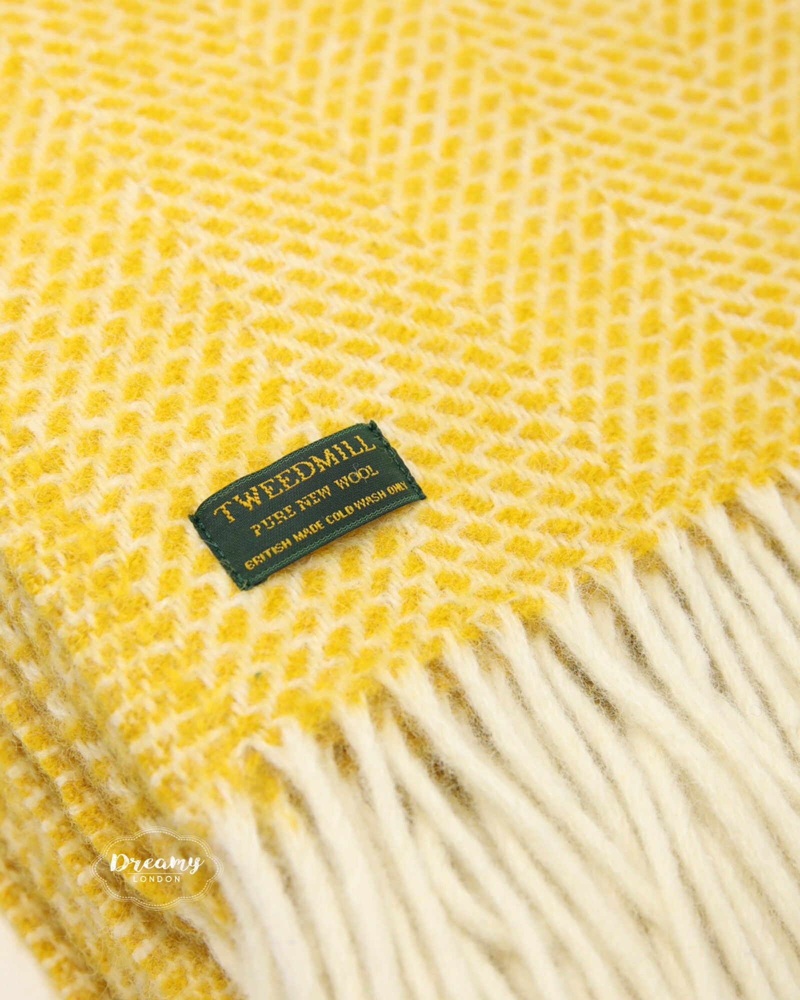 Yellow Pure Wool Blanket Herringbone Blanket 100 Wool Etsy UK