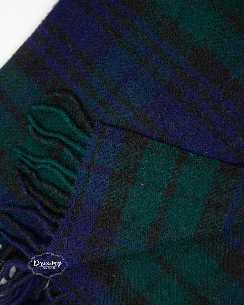 Cadeau écharpe en laine tartan Blackwatch écharpe en laine unisexe cadeaux écharpe en pure laine pour elle image 6