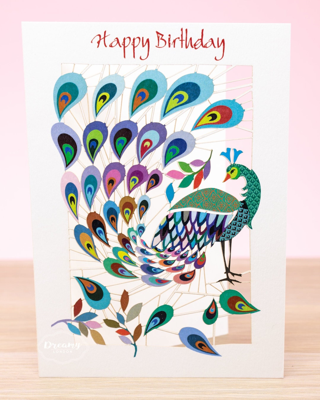 Laser Cut Peacock Happy Birthday Card for Women - Paper Cut Art Peacock ...