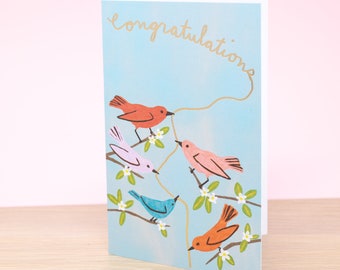 Birds Congratulations Card For Women - Birds Congratulations Greeting Card - Congratulations Graduation Card