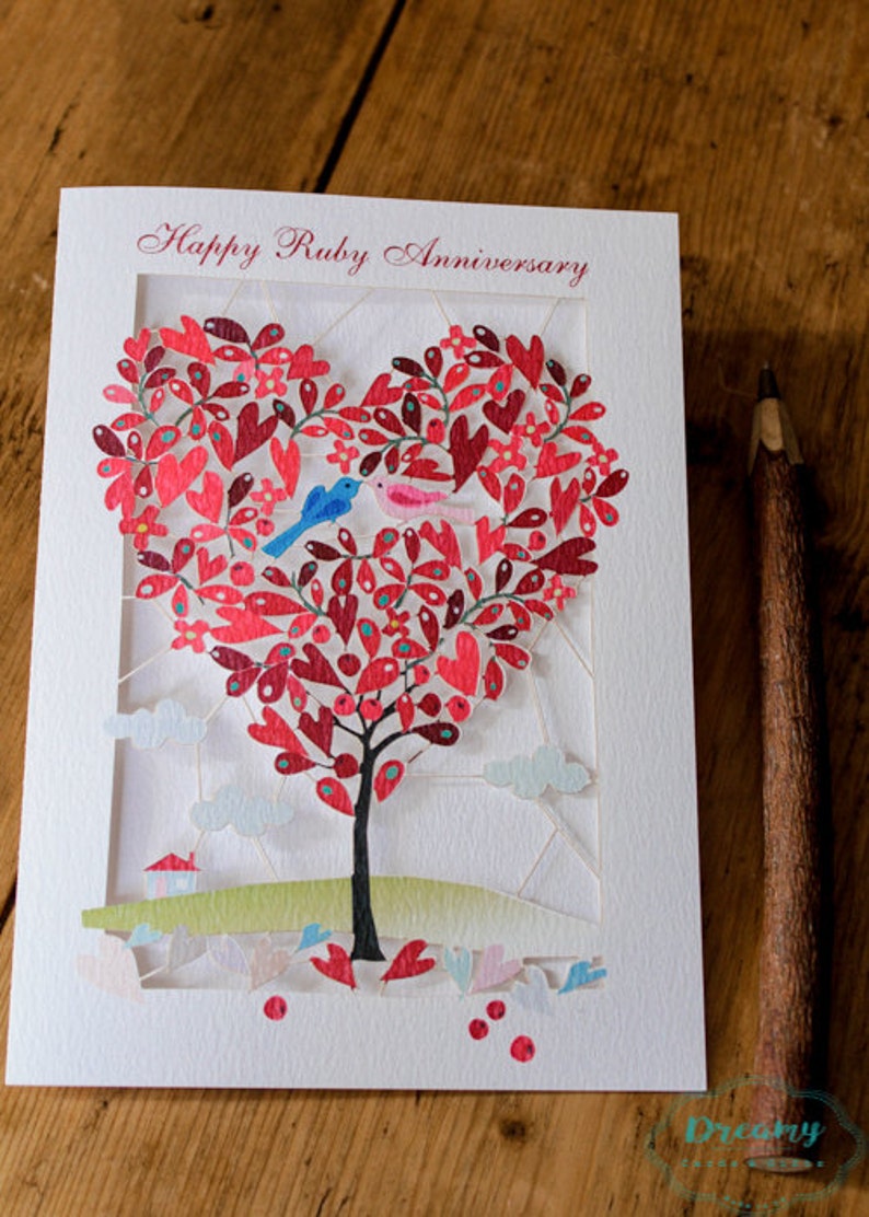 ruby anniversary card luxury laser cutout made in england