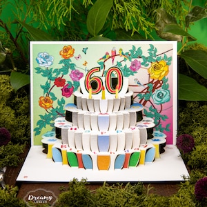 Laser geschnitten Pop-up Karte zum 60 Geburtstag Made in UK - 3D Geburtstagskarte 3D Karte - 3D Geburtstagskarte 60
