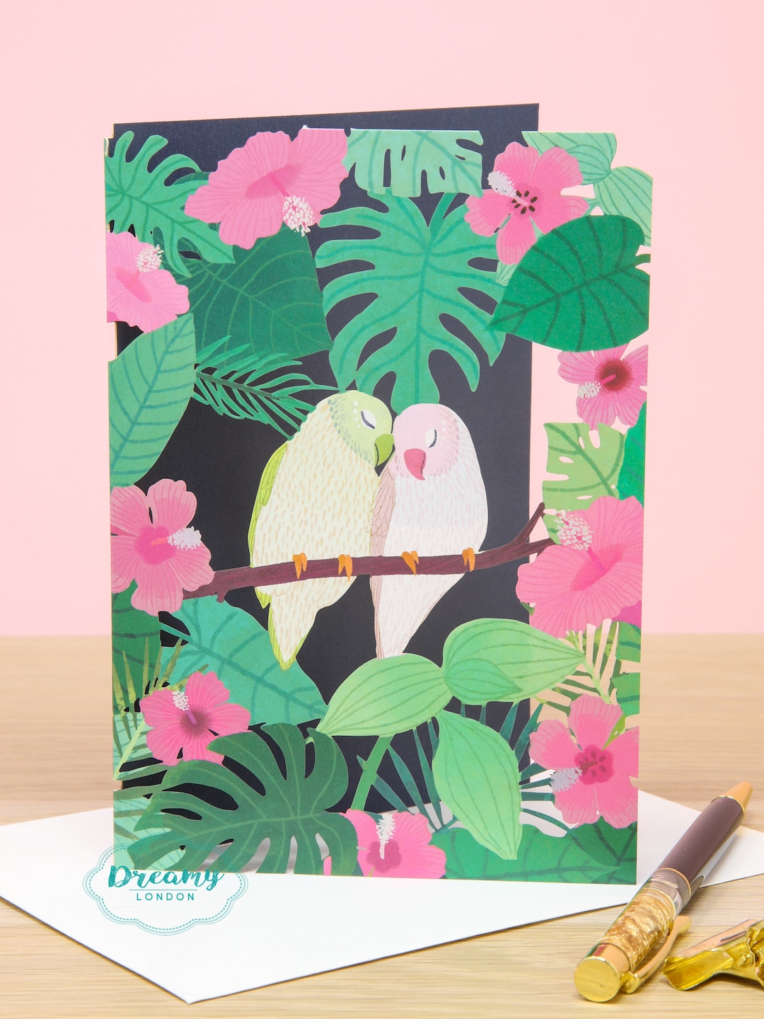 Laser Cut Love Birds Valentines Card - Artwork Valentines Day Card ...