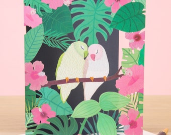 Laser cut Love Birds Valentines Card - Artwork Valentines Day Card - Paper Cut Valentines Gift for Her