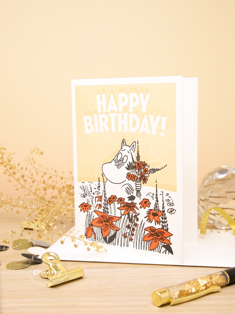Moomin Letterpress Birthday Card for Kids - Moomin Happy Birthday Card - Kids Birthday Card - Moomin Card for Birthday