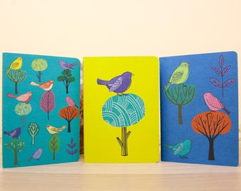 Modern Birds A6 Exercise Books Bundle – Illustrated Bird Notebooks – Small Pocket Journals for Writing, School and Stationery Lovers