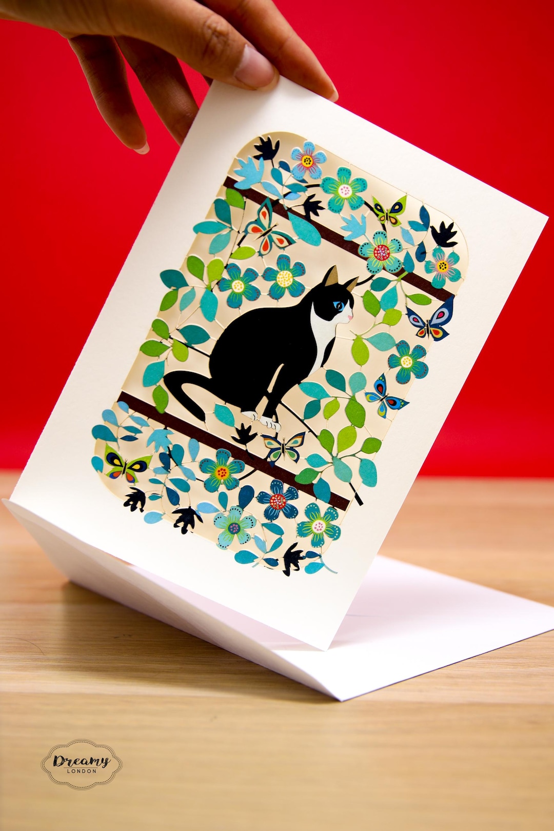 Black Cat Greeting Cards - Cat Birthday Card - Laser Cut Thank You Card ...