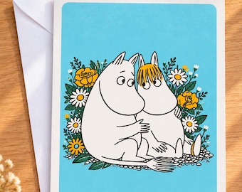 Moomin Cuddles Greeting Card – Cute Moomin Love Card for Couples – Romantic Anniversary Card – Moomin Gift for Her or Him