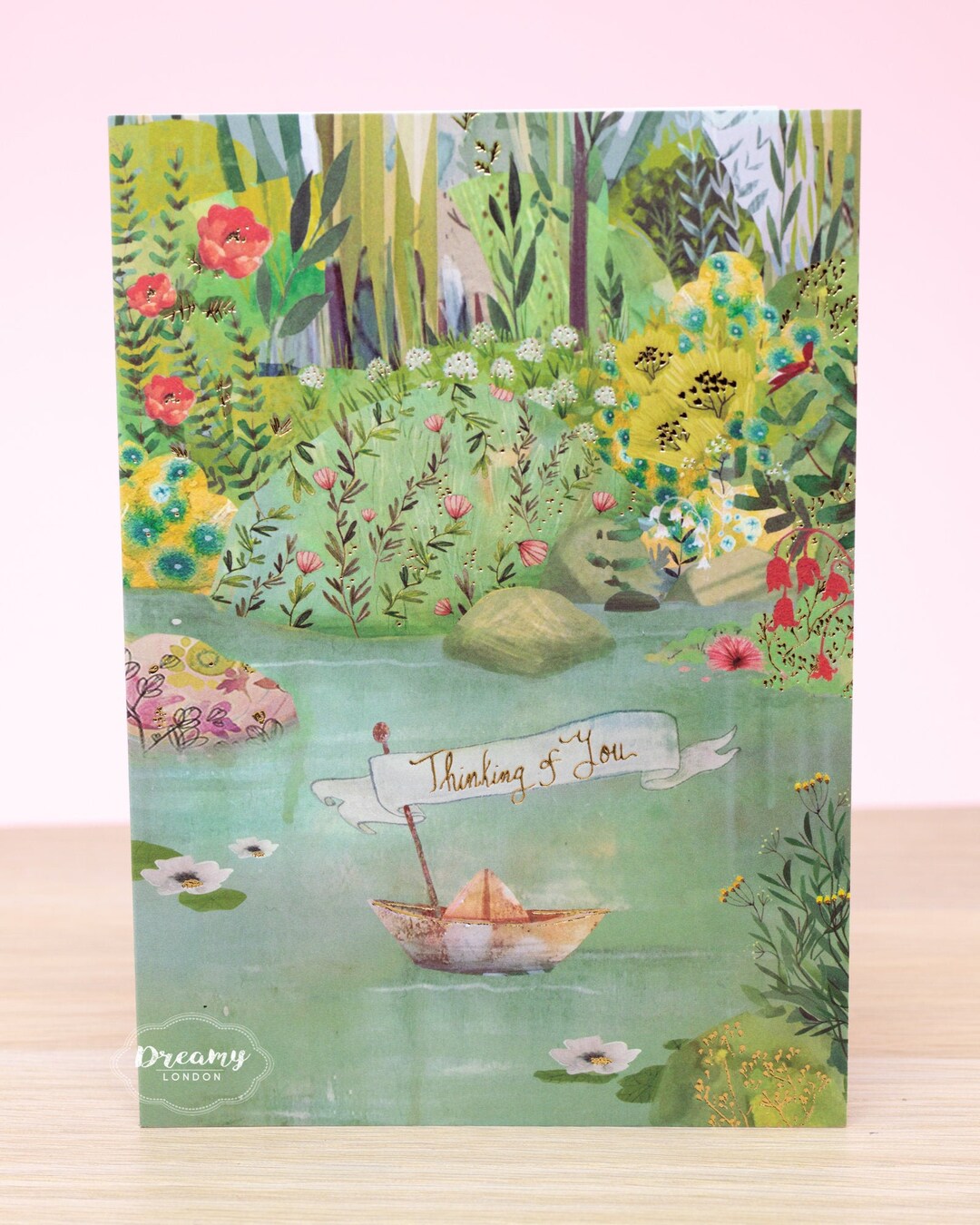 Boat Miss You Greeting Card Made in UK Laser Cut Floral Thinking of You