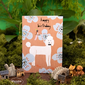 Poodle Dog Birthday Card for Dog Mom - Poodle Card Illustration Happy Birthday Card - Best Friend Birthday Dog Dad Card
