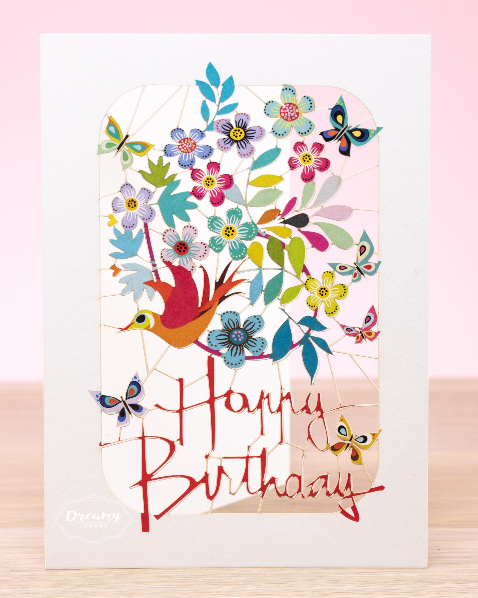 Biglietto Di Auguri Di Compleanno Per Mamma - Floreale Viola Con Farfalle - Old English Company, 150x150 Mm