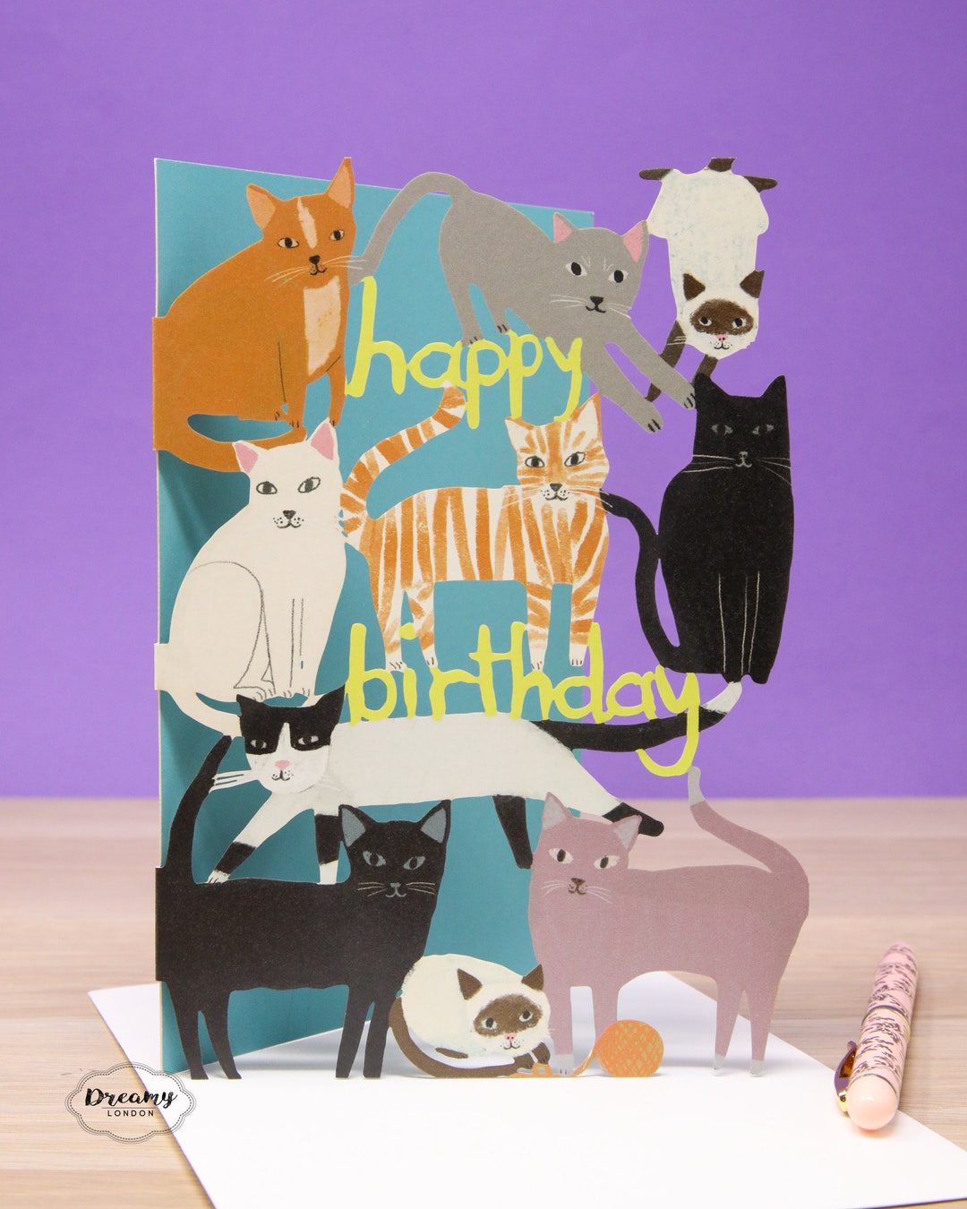 Laser Cut Cats Birthday Card - Cat Birthday Card Artwork - Cat Birthday ...