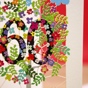 Paper Cut Art Gold 60 Birthday Card - 60 Year Old Jigsaw 60th Cards - Laser cut Tree of Life 60th Birthday Card - Made in UK image 2