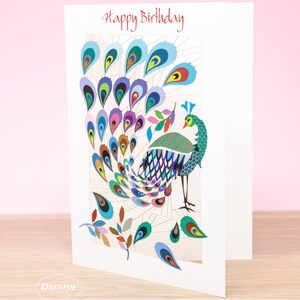 Laser cut Peacock Birthday Card for Women - Peacock Happy Birthday Card for Wife - Female Birthday Card
