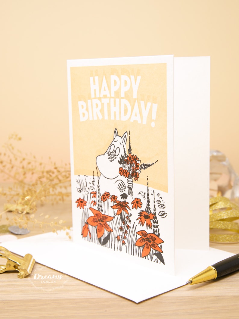 Moomin Letterpress Birthday Card for Kids - Moomin Happy Birthday Card - Kids Birthday Card - Moomin Card for Birthday