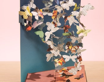 Schere Papierbaum Laser Cut Karte - Schmetterling Laser Cut Karte - Schmetterling Grußkarte - Grußkarte