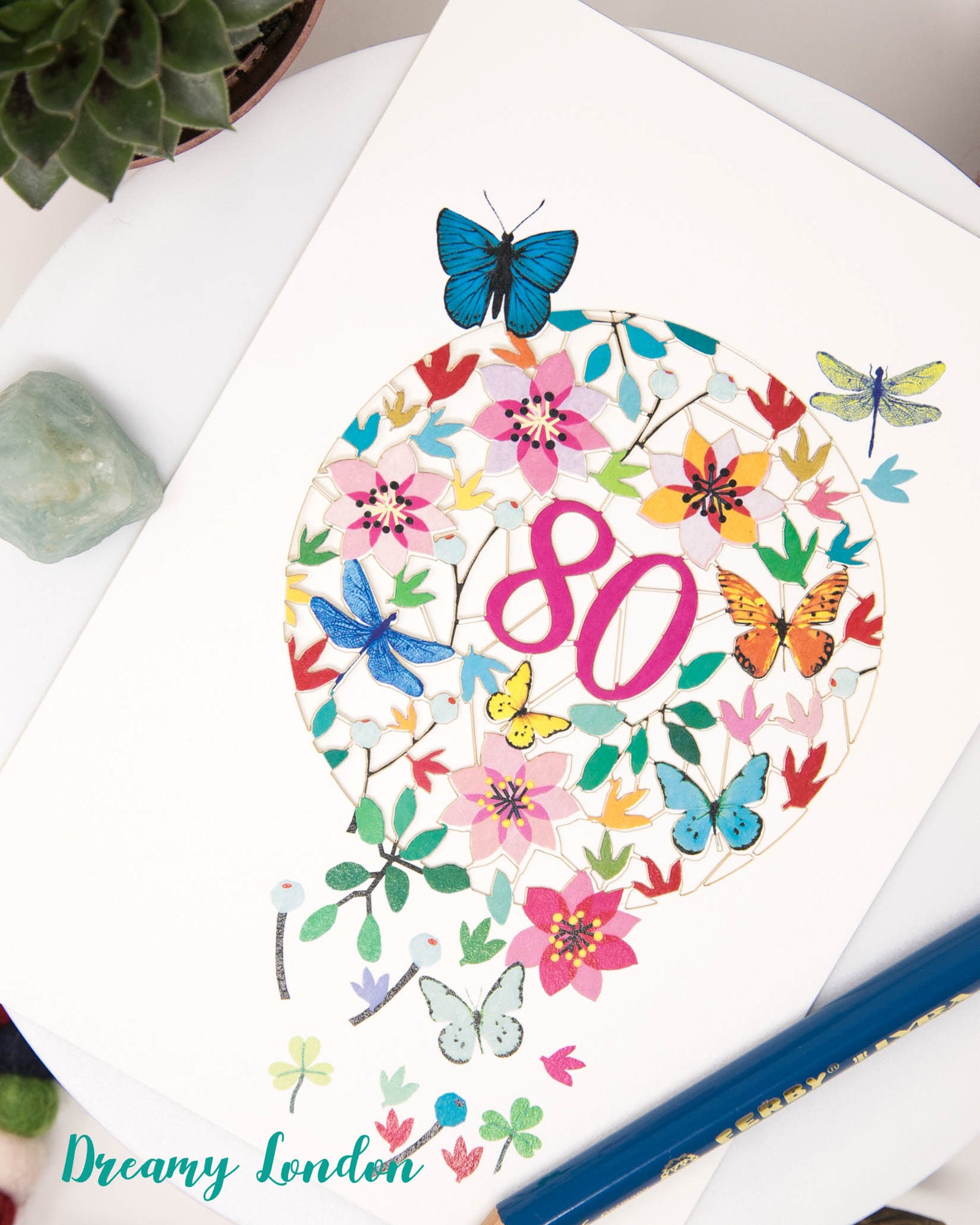 Biglietto di auguri per l'80° compleanno personalizzato per le donne, carta di 80 fiori per mamma, zia, nonna, nonna, nome personalizzato floreale 80° biglietto - Italia