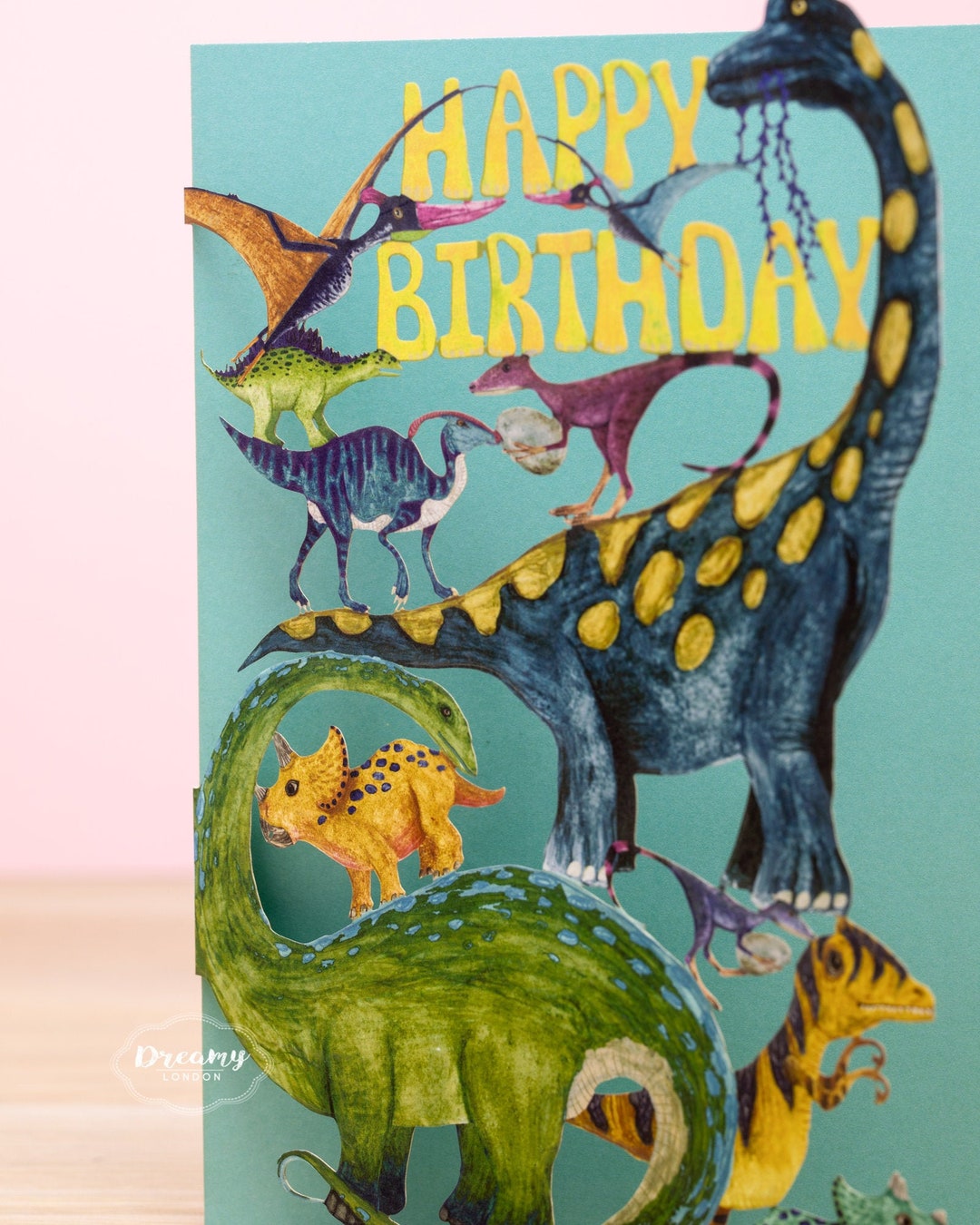 Laser Cut Dinosaur Birthday Card for Grandson T Rex Dinosaur Etsy