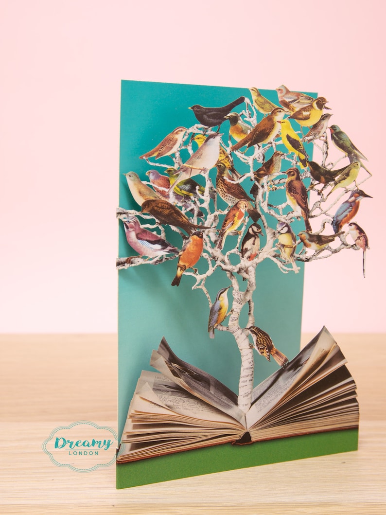 Carte de voeux découpée au laser Flying Birds pour toutes les occasions - livre carte d'anniversaire - livre carte de remerciement cadeau bibliothécaire image 3