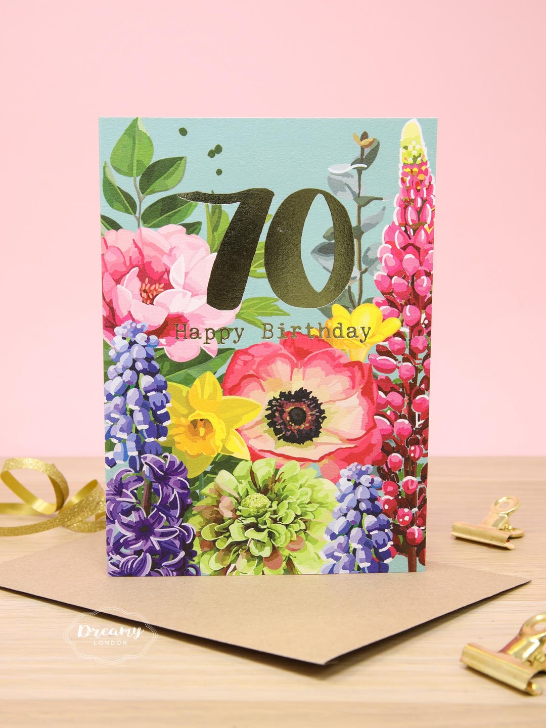 Blossom 70th Birthday Card Made in UK - Floral Design Birthday Card ...