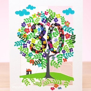 Papier découpé art 30 carte d'anniversaire - carte de joyeux anniversaire 30e puzzle d'anniversaire - carte 30e anniversaire arbre de vie découpée au laser