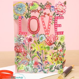 Lasergesneden bloemen Valentijnsdag kaart - papier gesneden kunst bloemen kunst Valentijnsdag kaart - verlovingskaart cadeau voor haar